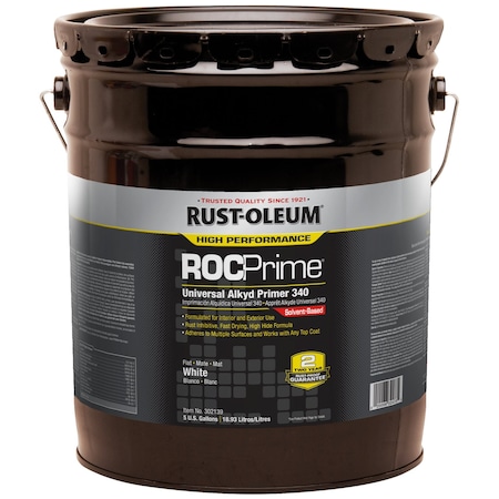 ROCPrime Universal Alkyd Primer 340, White, Flat, 5 Gallon MPN:302139