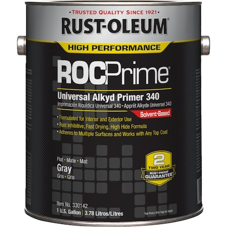 ROCPrime Universal Alkyd Primer 340, Gray, Flat, 1 Gallon MPN:330142