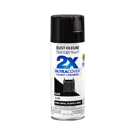 General Purpose Spray Paint, Black, Gloss, Solvent, 12 Oz MPN:334026