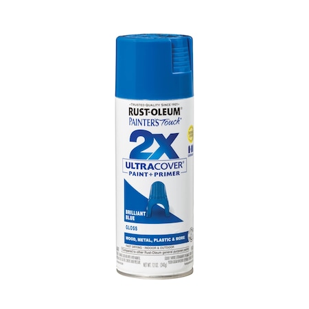 General Purpose Spray Paint, Brilliant Blue, Gloss, Solvent, 12 Oz MPN:334027