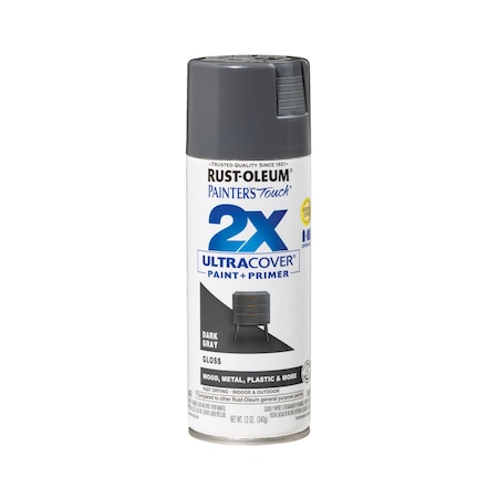 General Purpose Spray Paint, Dark Gray, Gloss, Solvent, 12 Oz MPN:334031