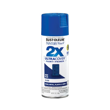 General Purpose Spray Paint, Deep Blue, Gloss, Solvent, 12 Oz MPN:334032