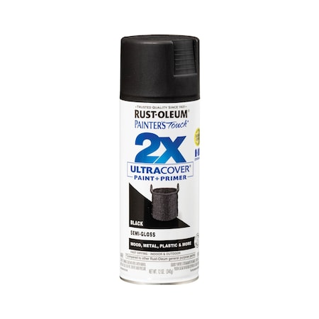 General Purpose Spray Paint, Black, Semi-Gloss, Solvent, 12 Oz MPN:334097