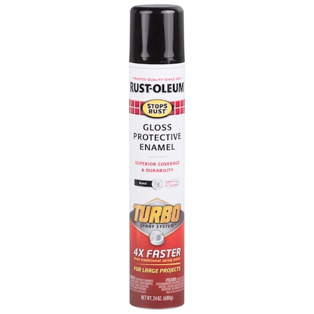 Spray Paint, Black, Gloss, Solvent, 24 oz MPN:334128
