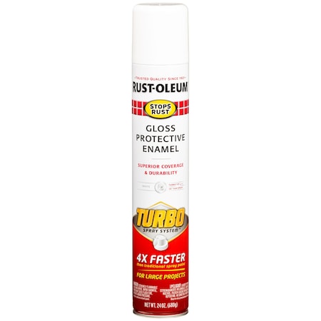 Spray Paint, White, Gloss, Solvent, 24 oz MPN:334133