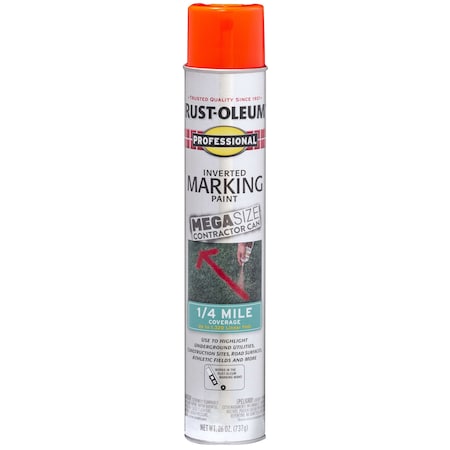 Inverted Marking Paint, 26 Oz, Fluorescent Red-Orange, Solvent -Based MPN:350994