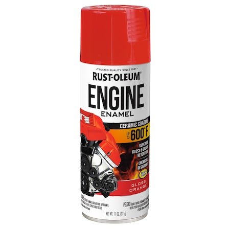 Automotive 600 Degrees F Engine Enamel Spray, Orange, Gloss, 11 oz MPN:363570