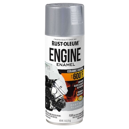 Automotive 600 Degrees F Engine Primer Spray, Cast Coat Aluminum, Gloss, 11 oz MPN:366429