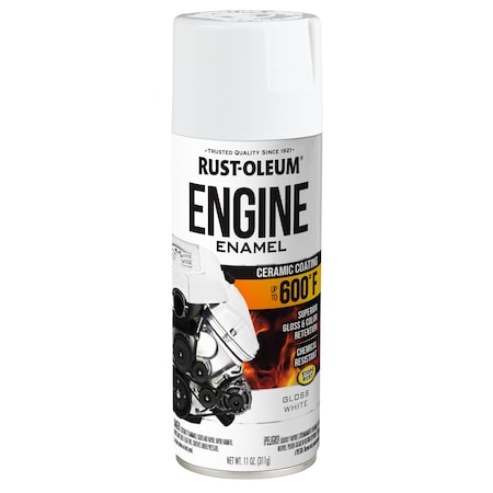 Automotive 600 Degrees F Engine Enamel Spray, White, Gloss, 11 oz MPN:366430
