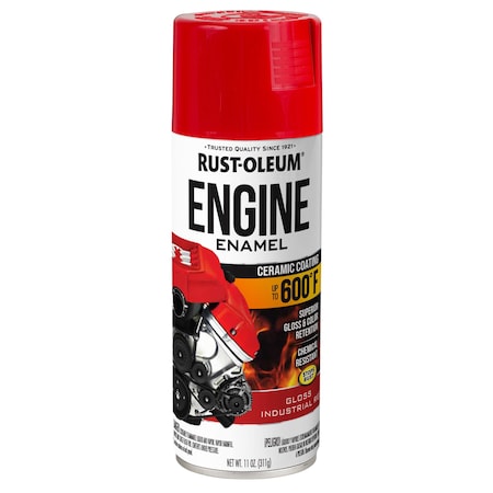 Automotive 600 Degrees F Engine Enamel Spray, Industrial Red, Gloss, 11 oz MPN:366432