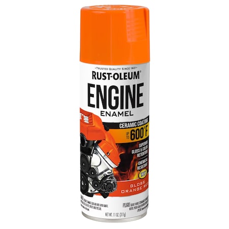 Automotive 600 Degrees F Engine Enamel Spray, Orange Red, Gloss, 11 oz MPN:366433