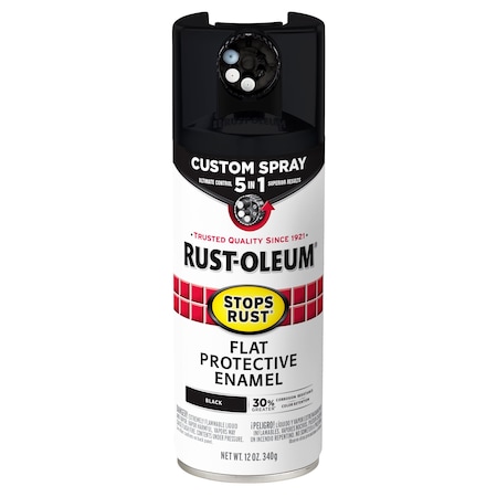 Rust Preventative Spray Paint, Black, Flat, Solvent, 12 Oz MPN:376855