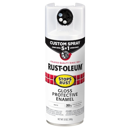 Rust Preventative Spray Paint, White, Gloss, Solvent, 12 Oz MPN:376886