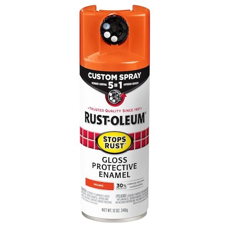 Rust Preventative Spray Paint, Orange, Gloss, Solvent, 12 Oz MPN:376894