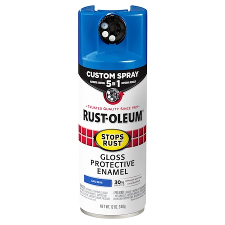 Rust Preventative Spray Paint, Sail Blue, Gloss, Solvent, 12 Oz MPN:376896