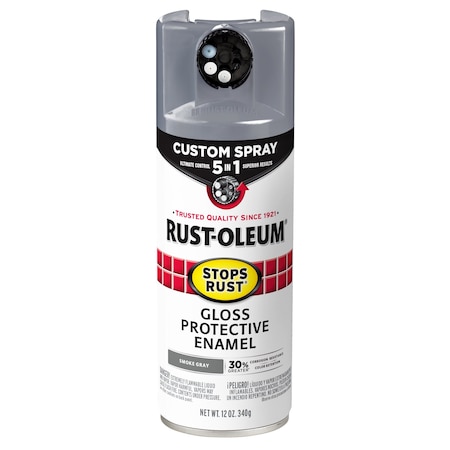 Rust Preventative Spray Paint, Smoke Gray, Gloss, Solvent, 12 Oz MPN:376897