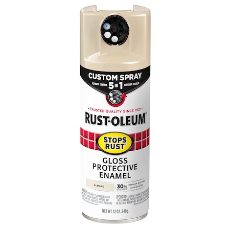 Rust Preventative Spray Paint, Almond, Gloss, Solvent, 12 Oz MPN:376900