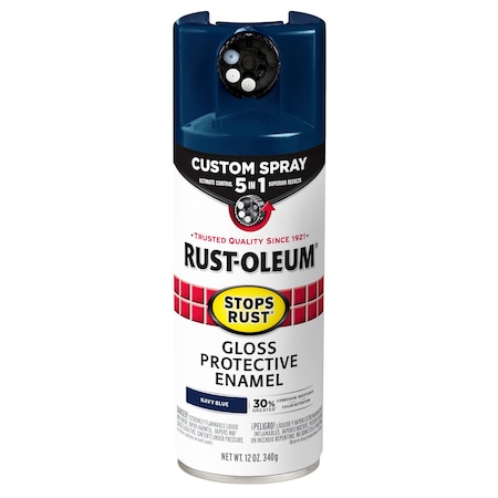 Rust Preventative Spray Paint, Navy Blue, Gloss, Solvent, 12 Oz MPN:376904