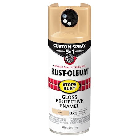 Rust Preventative Spray Paint, Sand, Gloss, Solvent, 12 Oz MPN:376905