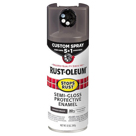 Rust Preventative Spray Paint, Anodized Bronze, Semi-Gloss, Solvent, 12 Oz MPN:376911