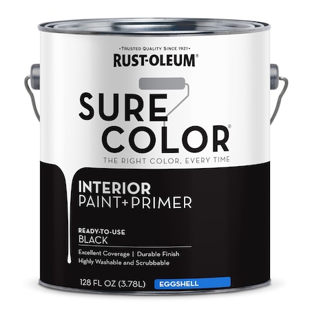 Interior Paint/Primer, Eggshell, Water Base, Black, 1 gal MPN:380218