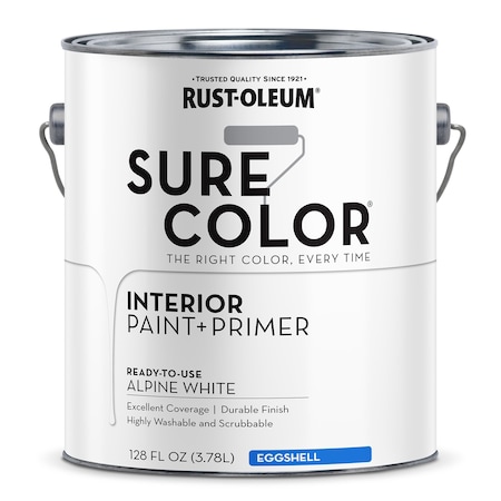 Interior Paint/Primer, Eggshell, Water Base, Alpine White, 1 gal MPN:380219