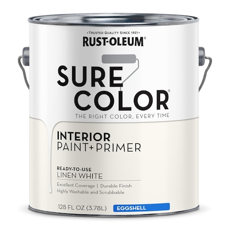 Interior Paint/Primer, Eggshell, Water Base, Linen, 1 gal MPN:380220