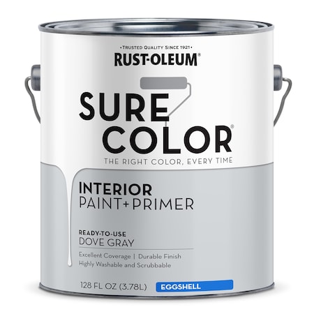 Interior Paint/Primer, Eggshell, Water Base, Dove Gray, 1 gal MPN:380223