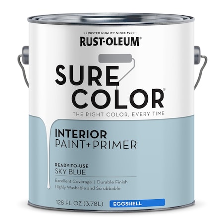 Interior Paint/Primer, Eggshell, Water Base, Sky Blue, 1 gal MPN:380225