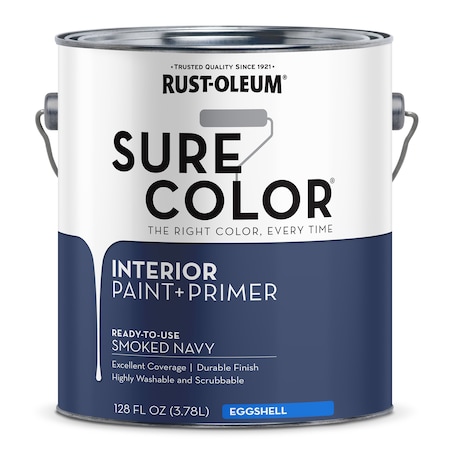 Interior Paint/Primer, Eggshell, Water Base, Smoked Navy, 1 gal MPN:380226