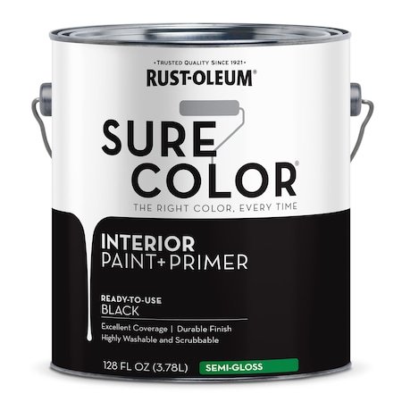 Interior Paint/Primer, Semi-Gloss, Water Base, Black, 1 gal MPN:380228