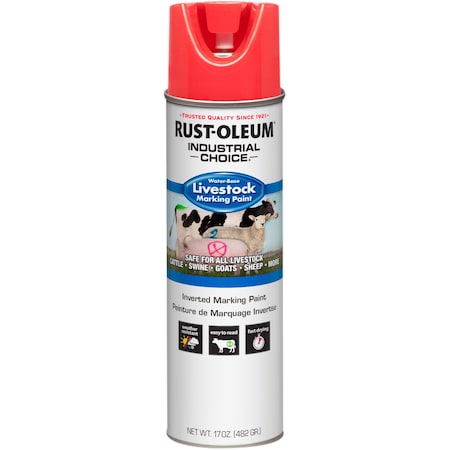 Livestock Marking Paint, Fluorescent Red, Water, 17 Oz MPN:383005