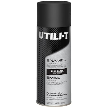 General Purpose Enamel Spray Paint, Black, Flat, Solvent, 10 oz MPN:387389
