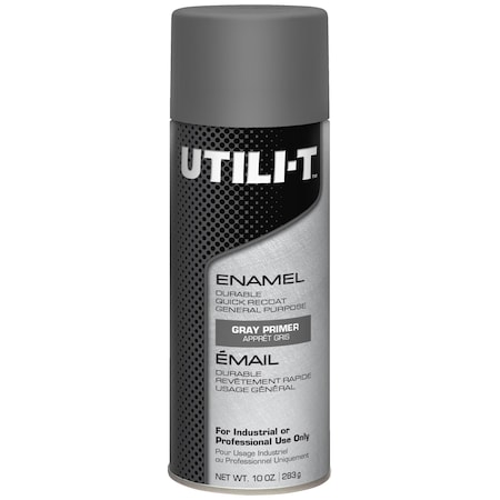 General Purpose Enamel Spray Paint, Gray, Gloss, Solvent, 10 oz MPN:387397