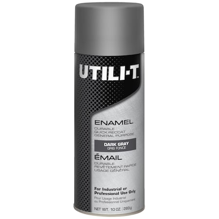 General Purpose Enamel Spray Paint, Dark Gray, Flat, Solvent, 10 oz MPN:387400