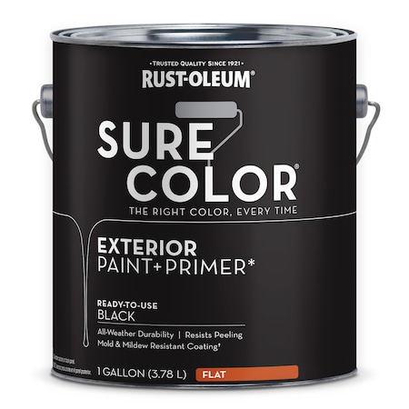 Exterior Paint and Primer, Flat, Water Base, Black MPN:394669
