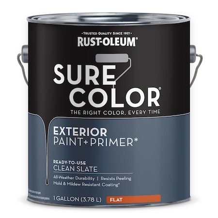Exterior Paint and Primer, Flat, Water Base, Clean Slate MPN:394674