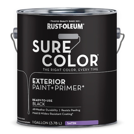 Exterior Paint and Primer, Satin, Water Base, Black MPN:394677