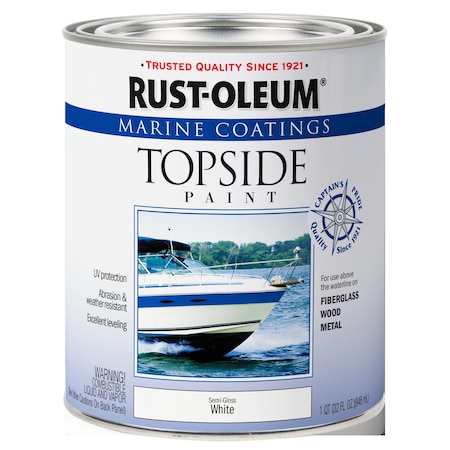 Marine Coatings Topside Paint, White, Semi-Gloss 1 Qt MPN:396960