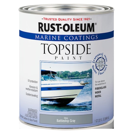 Marine Coatings Topside Paint, Battleship Gray, Gloss, 1 Qt MPN:396961