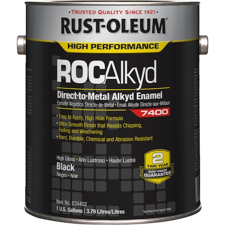 Interior/Exterior Paint, High Gloss, Oil Base, Black, 1 gal MPN:634402
