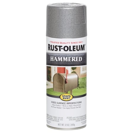 Rust Preventative Spray Paint, Silver, Hammered, Solvent, 12 Oz MPN:7213830