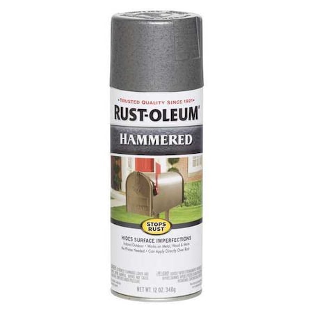 Spray Paint, Gray, Hammered, Solvent, 12 oz. MPN:7214830