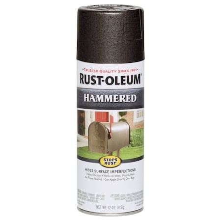 Rust Preventative Spray Paint, Dark Bronze, Hammered, Solvent, 12 Oz MPN:7218830