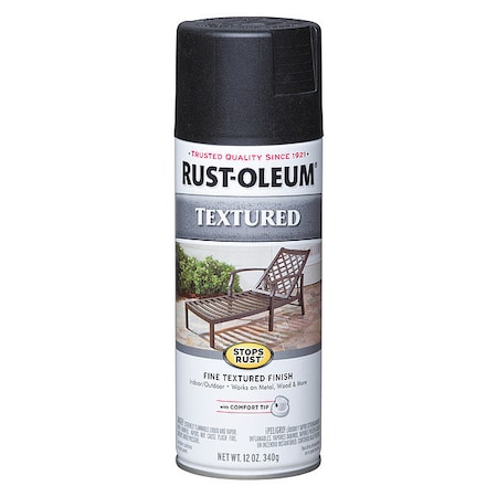 Textured Spray Paint, Black, Textured, Solvent, 12 oz MPN:7220830