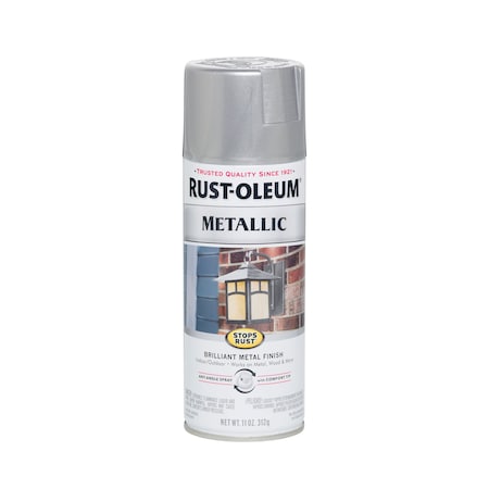 Metallic Spray Paint, Silver, Metallic, Solvent, 11 oz MPN:7271830