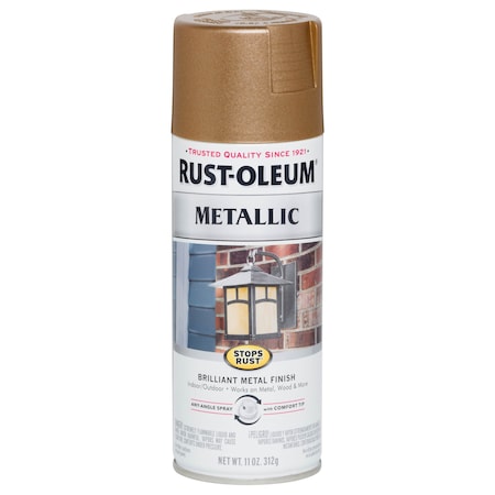 Metallic Spray Paint, Antique Brass, Metallic, Solvent, 11 oz MPN:7274830