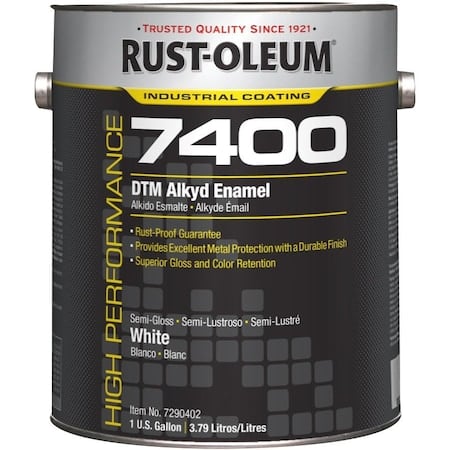 Interior/Exterior Paint, Semi-gloss, Oil Base, White, 1 gal MPN:7290402