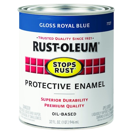 Interior/Exterior Paint, Gloss, Oil Base, Royal Blue, 1 qt MPN:7727502
