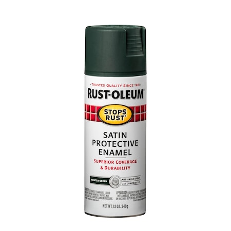 Spray Paint, Hunter Green, Satin, Solvent, 12 oz MPN:7732830